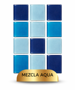 Mosaico Vetrowater Glass 2.5 X 2.5 Mezcla Aqua
