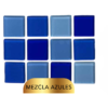 Mosaico Vetrowater Glass 2.5 X 2.5 Mezcla De Azules Cristal