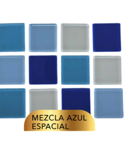 Mosaico Vetrowater Glass 2.5 X 2.5 Mezcla De Azul Espacial