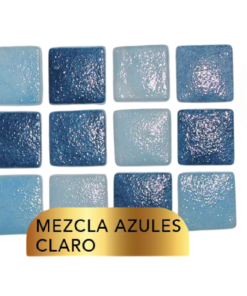 Mosaico Linea Española 2.5 X 2.5 Mezcla De Azules Claro