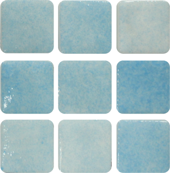 Mosaico vitron serie castilla niebla azul cielo 2.5cm x 2.5cm (Malla) caja 2m2