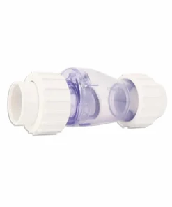 Válvula check transparente para alberca Panda de 1.5 pulgadas